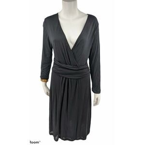 Boden Faux Wrap V-Neck Knit Little Black Dress
